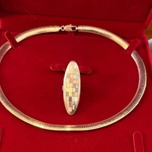 Gorgeous Sterling Omega Necklace With Ring Set